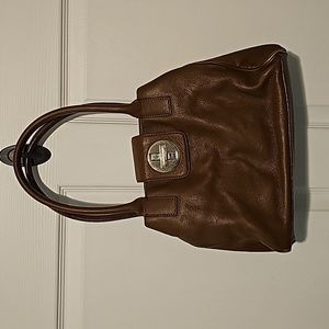 kate spade Bexley Anisha brown pebbled leather twist lock shoulder tote bag